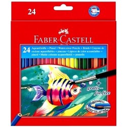 Lapices de colores acuarelables FABER CASTELL X24 + pincel de regalo