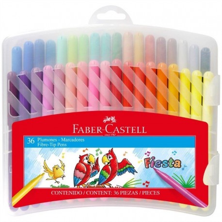 Marcadores Fiesta FABER CASTELL X36 con estuche