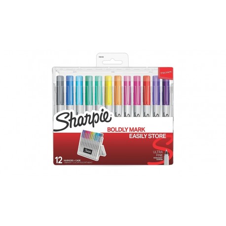 Marcadores permanentes SHARPIE fino x12