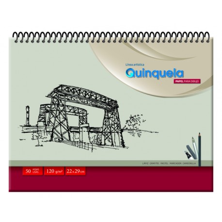 Cuaderno para dibujo 16x21 QUINQUELA (60 hojas)