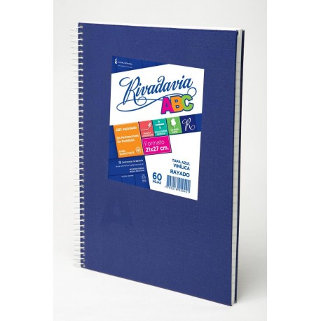 Cuaderno ABC RIVADAVIA con espiral rayado 60 hojas